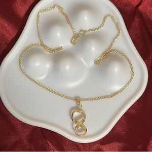 Real 18K Saudi Gold Chain Necklace with Infinity Pendant